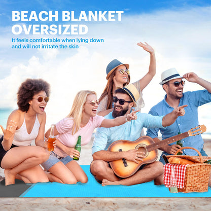 EASYFUN Beach Blanket Sandproof Oversized, 79''×83'' Extra Large Beach Mat, Portable Picnic Mat for Travel Camping Hiking, Lightweight Beach...