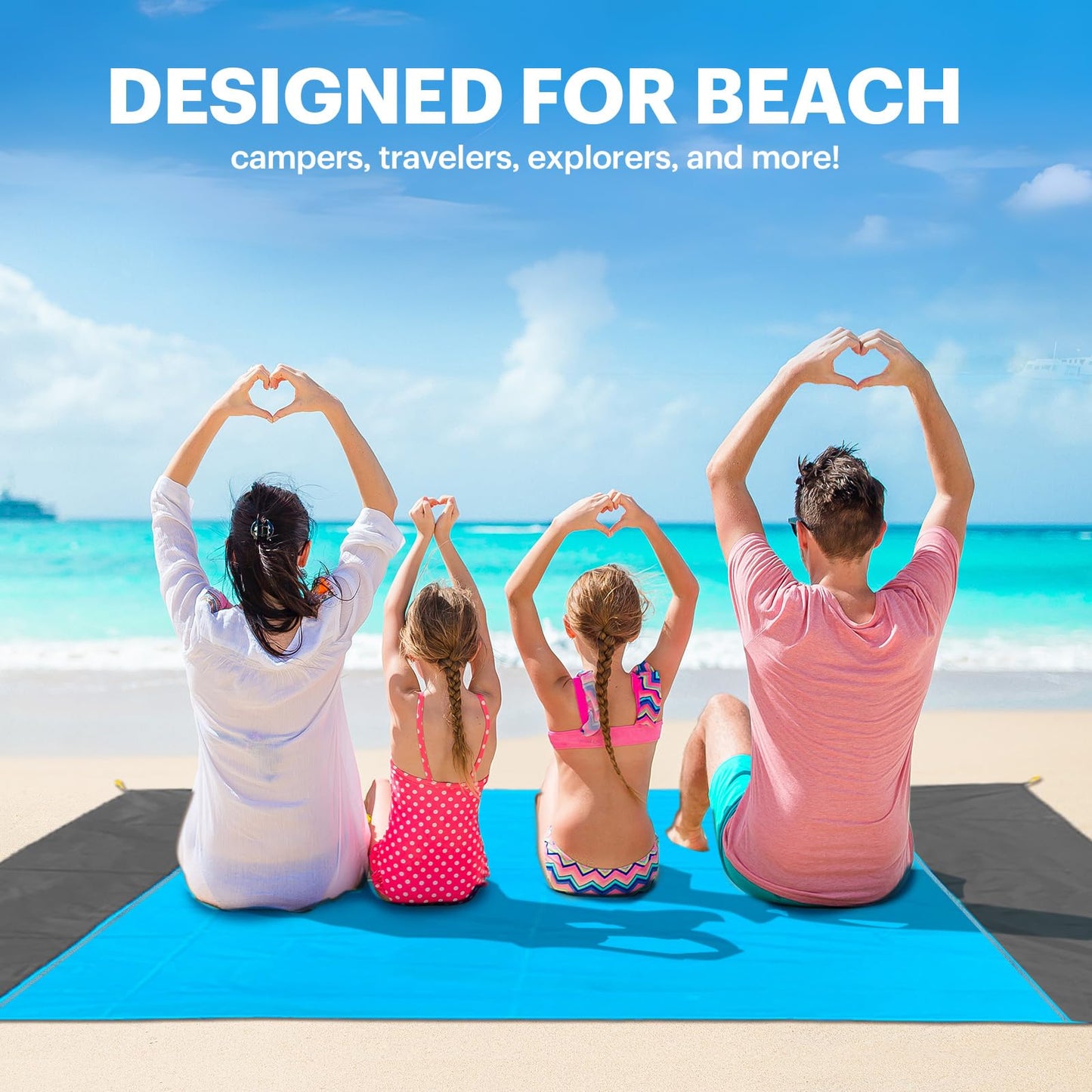 EASYFUN Beach Blanket Sandproof Oversized, 79''×83'' Extra Large Beach Mat, Portable Picnic Mat for Travel Camping Hiking, Lightweight Beach...