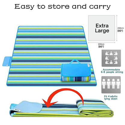 Large 80"x 60" Beach Blanket, Outdoor Picnic Blankets, Waterproof Sandproof Portable Blankets, Foldable and Lightweight for Spring Summer Camping, Beach, Park (Blue)