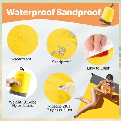 EASYFUN Beach Blanket Sandproof Oversized, 79''×83'' Extra Large Beach Mat, Portable Picnic Mat for Travel Camping Hiking, Lightweight Beach...