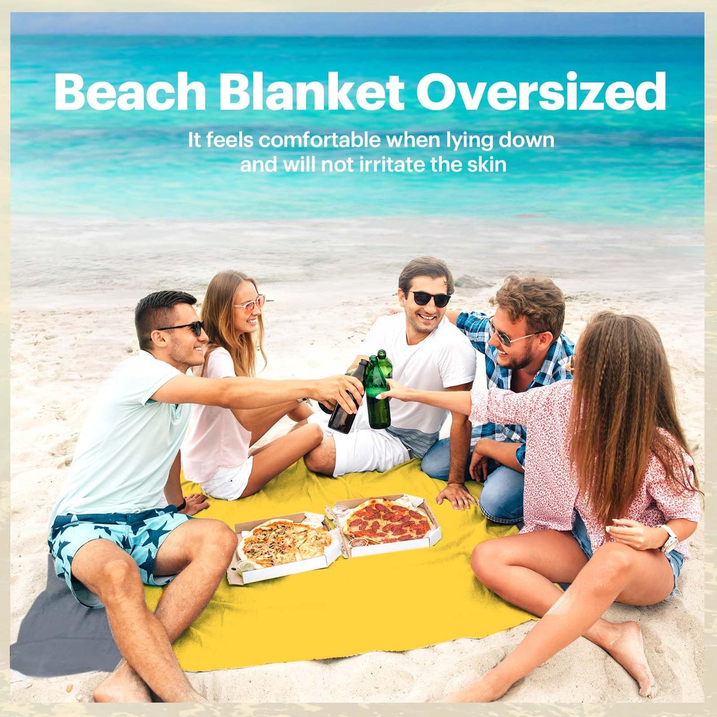 EASYFUN Beach Blanket Sandproof Oversized, 79''×83'' Extra Large Beach Mat, Portable Picnic Mat for Travel Camping Hiking, Lightweight Beach...