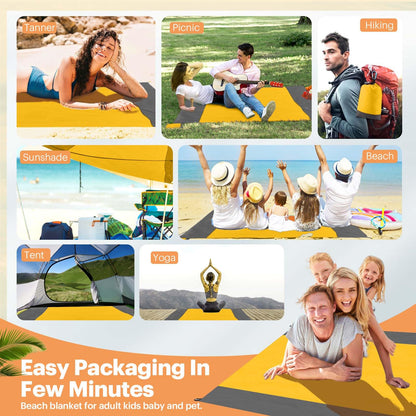 EASYFUN Beach Blanket Sandproof Oversized, 79''×83'' Extra Large Beach Mat, Portable Picnic Mat for Travel Camping Hiking, Lightweight Beach...