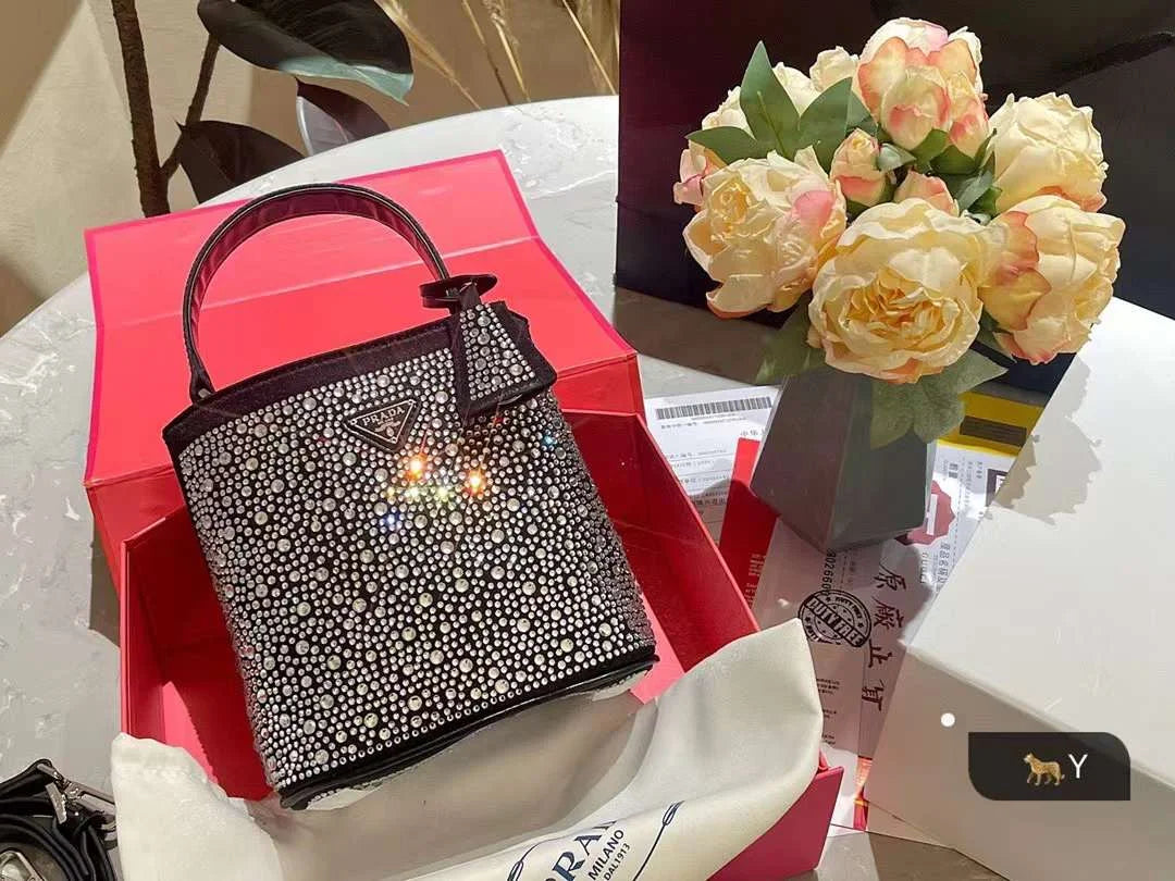 Prada Panier Satin Bag with Crystals