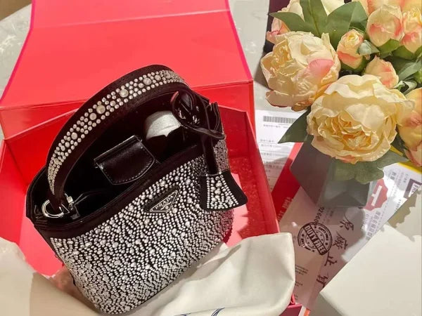 Prada Panier Satin Bag with Crystals