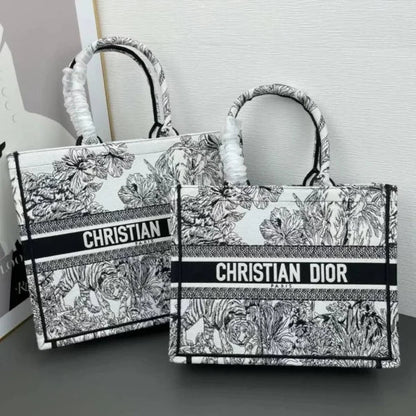 Medium Dior Book Tote White Multicolor Etoile de Voyage Embroidery Bag