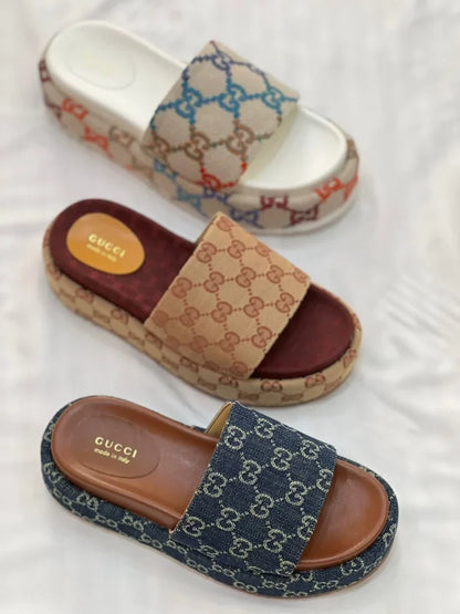 Gucci Angelina GG Canvas Platform Slide Sandal
