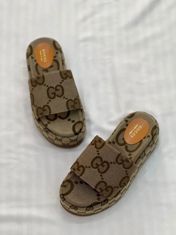 Gucci Angelina GG Canvas Platform Slide Sandal