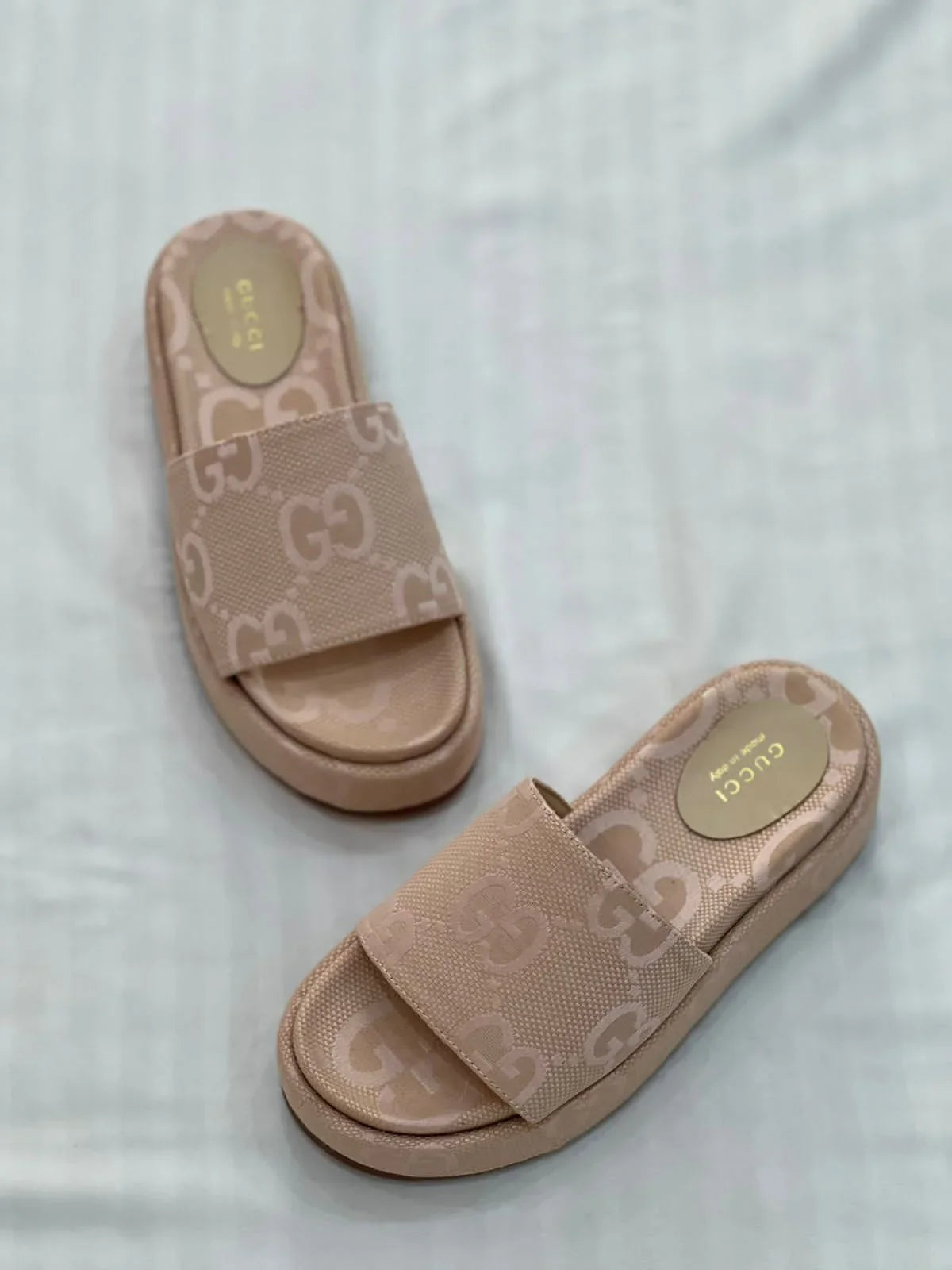 Gucci Angelina GG Canvas Platform Slide Sandal