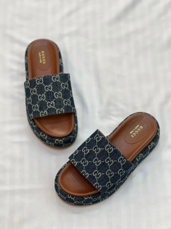 Gucci Angelina GG Canvas Platform Slide Sandal