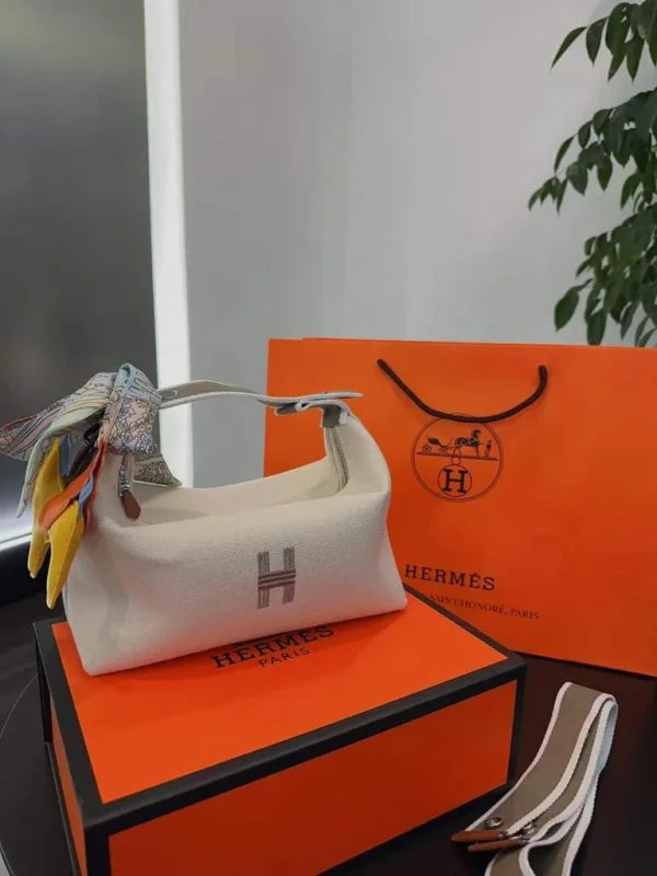 Hermes Trousse Bride-A-Brac Case Canvas Palladium Hardware In Variation