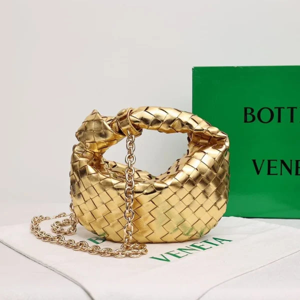 Bottega Veneta Women鈥檚 Metallic Woven Leather Knot Handle Crossbody