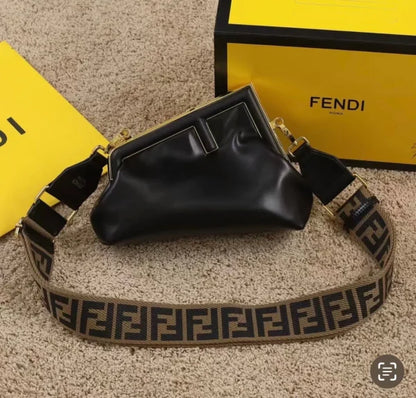 Fendi First Small Beige Raffia Macrame Bag