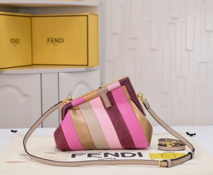 Fendi First Small Beige Raffia Macrame Bag