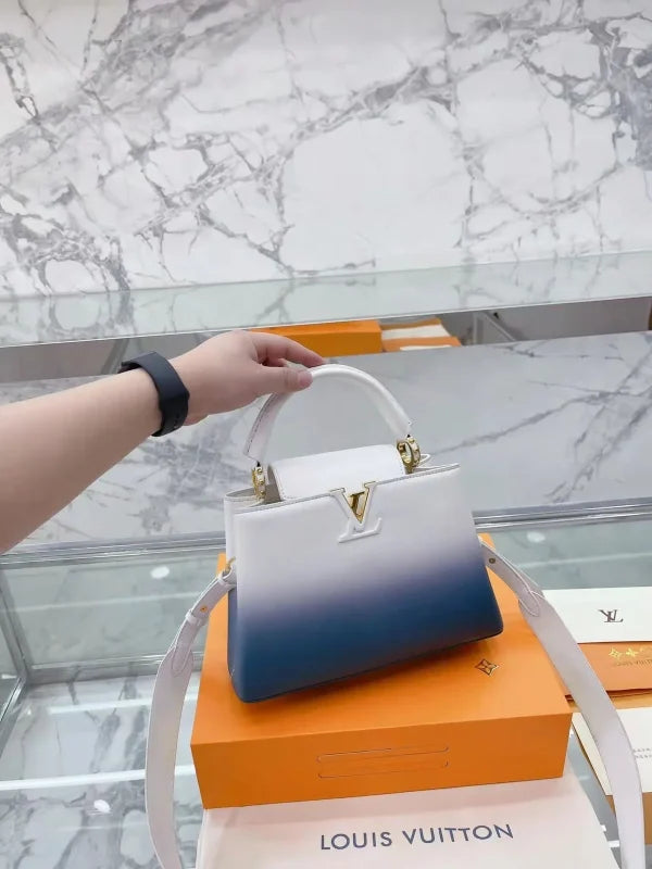Louis Vuitton Cloudy Blue Ombre Taurillon Leather Capucines PM Bag