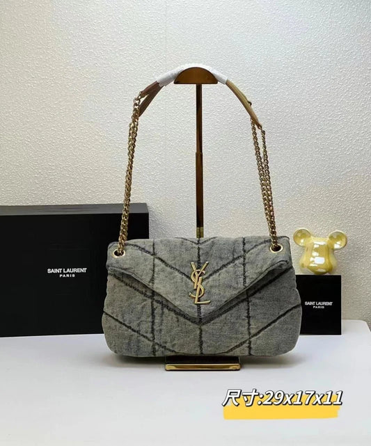 Saint Laurent Medium Loulou Quilted Denim Shoulder Bag