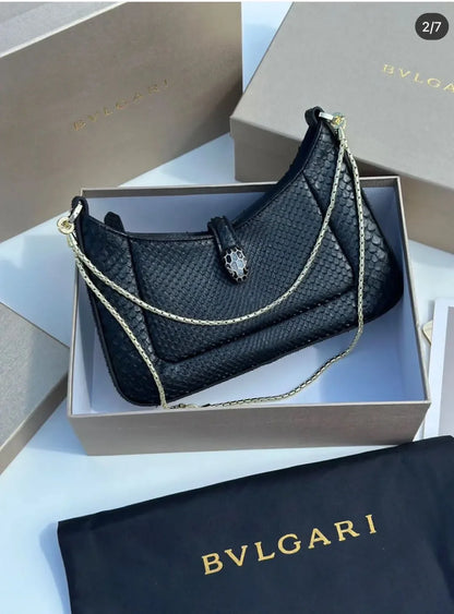 Bvlgari Crocodile Style Leather Bag