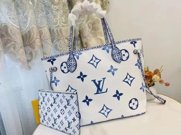 LV High Quality Tote Bag Soft Leather Shopping Bag 2pcs/set