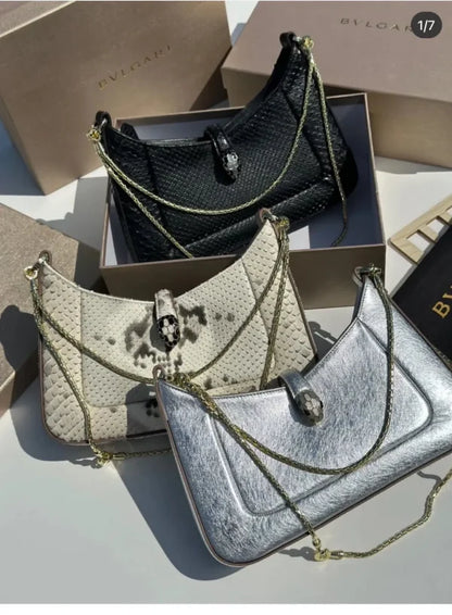 Bvlgari Crocodile Style Leather Bag