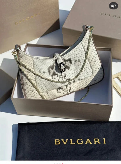 Bvlgari Crocodile Style Leather Bag