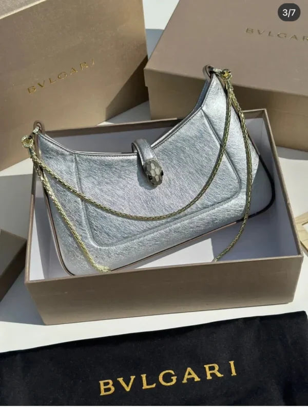 Bvlgari Crocodile Style Leather Bag