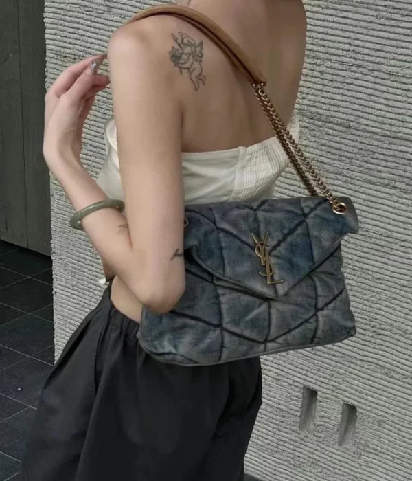 Saint Laurent Medium Loulou Quilted Denim Shoulder Bag