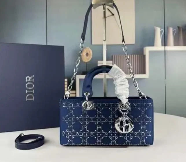 Christian Dior Denim Eyelet Lady D-Joy Blue Bag