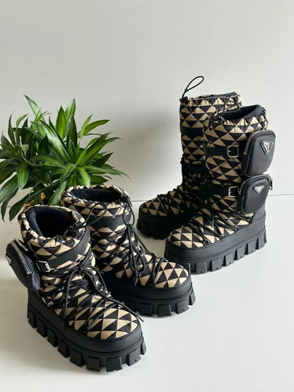 Prada Black Thick Sole Snow Boots