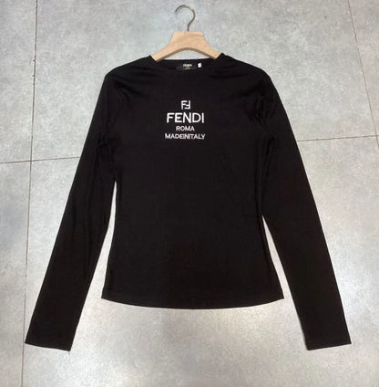 Fendi Crewneck Long-Sleeve Monogram Shirt