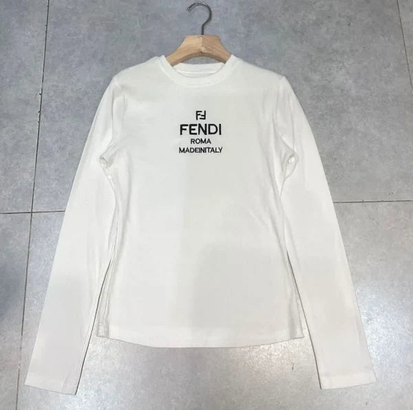 Fendi Crewneck Long-Sleeve Monogram Shirt