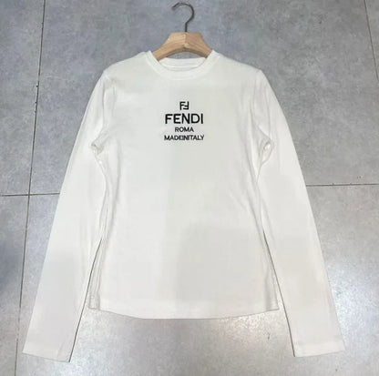 Fendi Crewneck Long-Sleeve Monogram Shirt