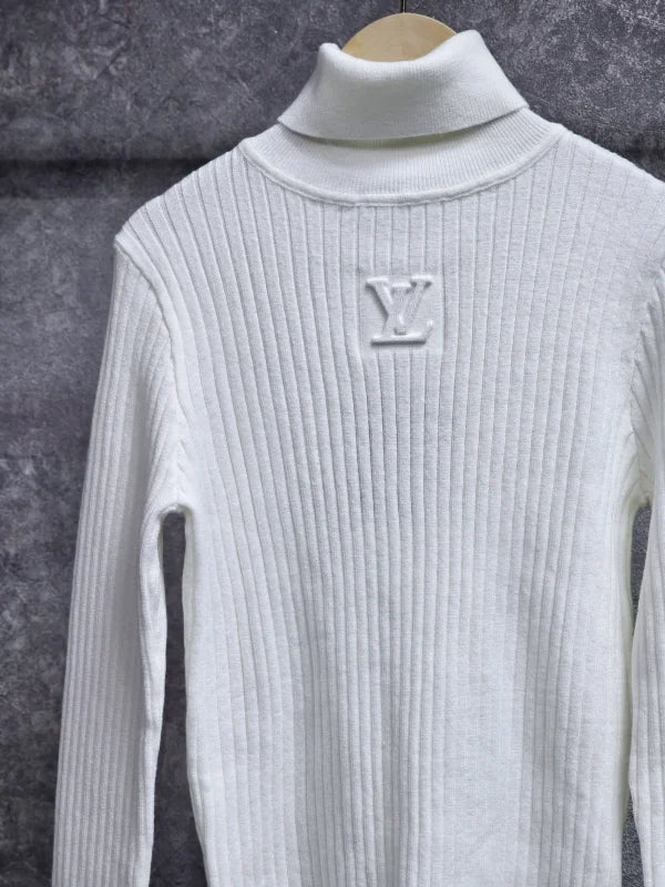 Louis Vuitton Ribbed High-Neck T-Shirt with Logo