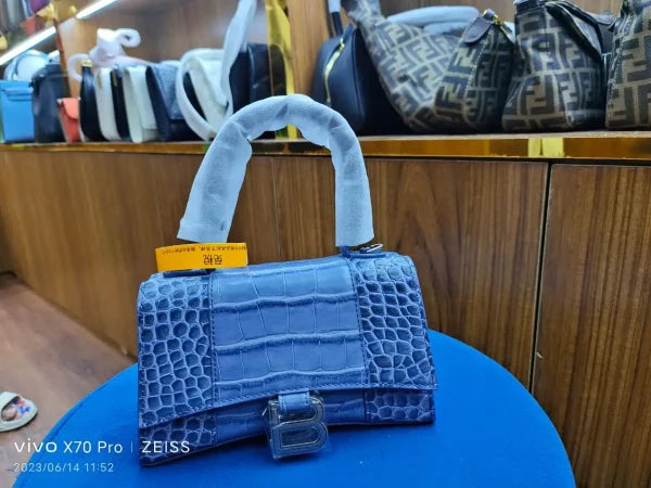 Balenciaga Crocodile Print Leather Handbag