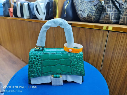 Balenciaga Crocodile Print Leather Handbag
