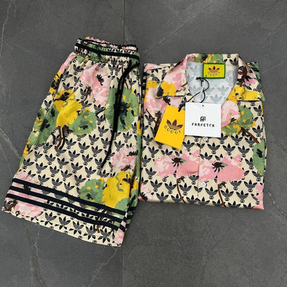 Gucci Adidas X Print Silk Bowling Two Piece Suit