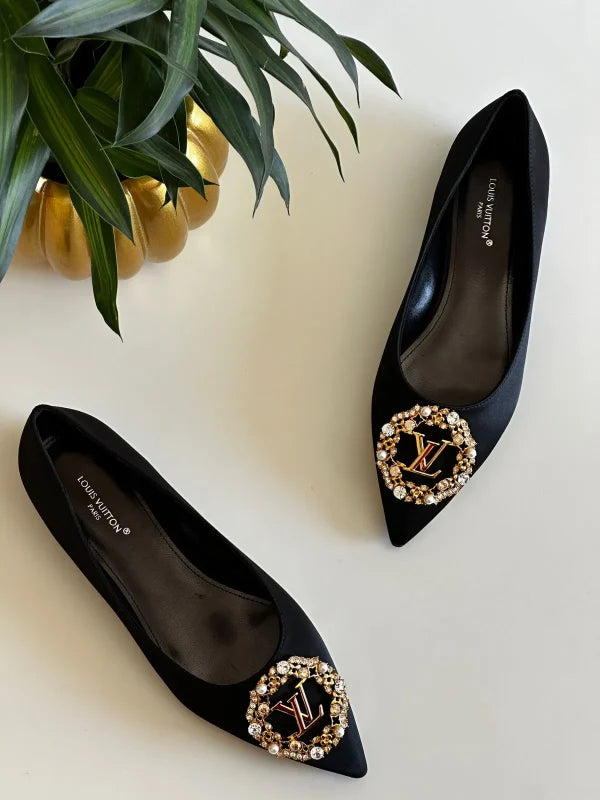 Louis Vuitton Satin Crystal Embellished Madeleine Pumps