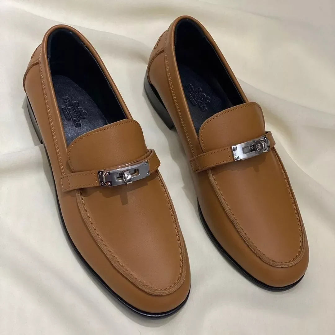 Hermes Mocassin Femme Naturel Epsom Leather Shoes