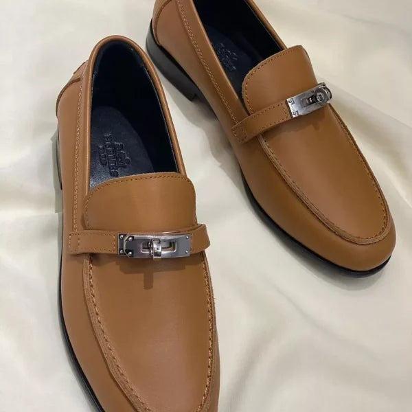 Hermes Mocassin Femme Naturel Epsom Leather Shoes