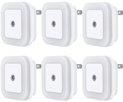 LED Night Light Lamp with Smart Sensor Dusk to Dawn Sensor, Daylight White, 0.5W Plug-in, 6-Pack