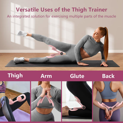 Thigh Trainer with LED Display - 360° Adjustable Pelvic Floor Trainer | Inner Thigh Exerciser with 20LB Resistance Band, Home Workout Equipment for Women