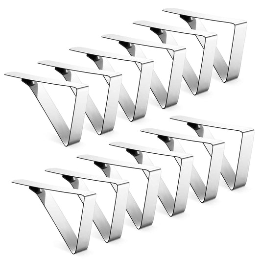 12 Pack Tablecloth Clips - Heavy Duty Picnic Table Clips, Stainless Steel Table Cloth Cover Clamps, Table Cloth Holders Ideal for Restaurant Picnics Marquees Weddings Graduation Party