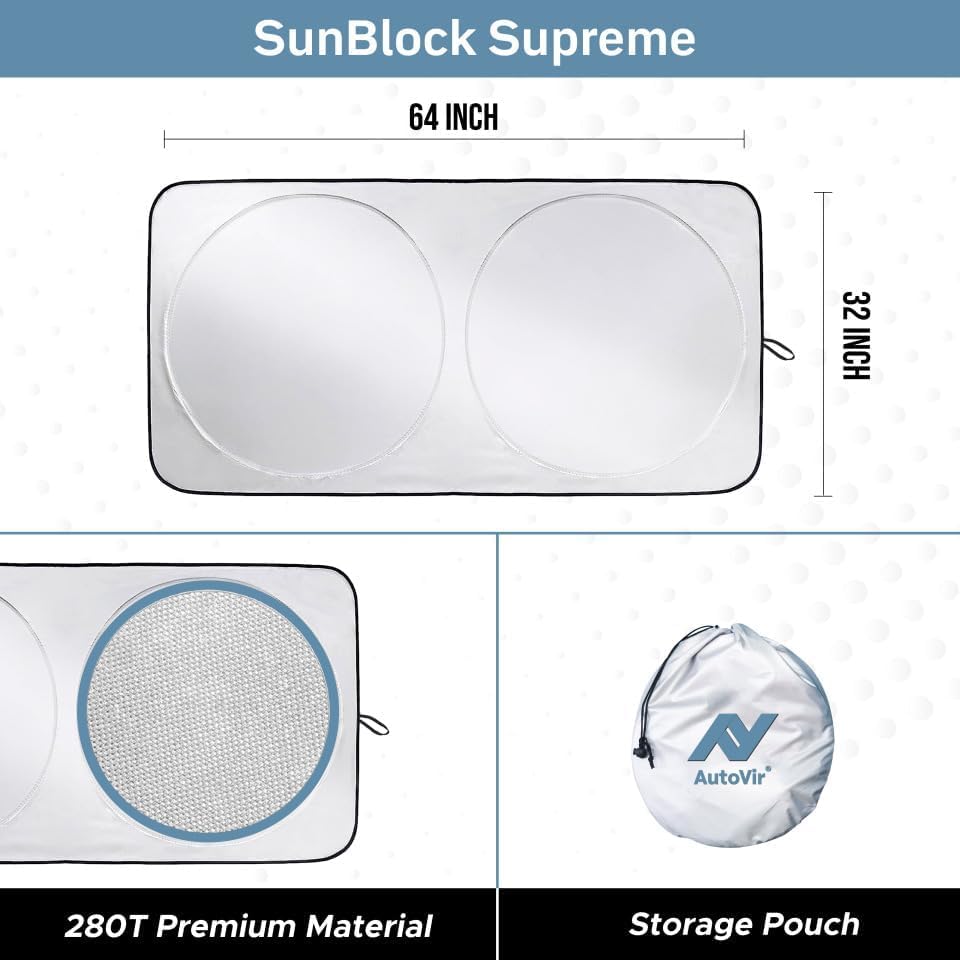 Windshield Sun Shade, Foldable Car Window Shades, 280T Visor Shade