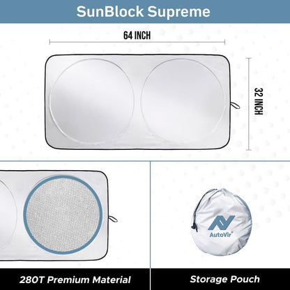 Windshield Sun Shade, Foldable Car Window Shades, 280T Visor Shade