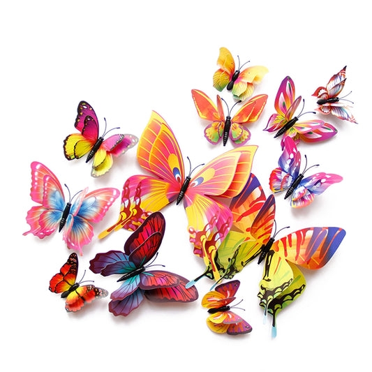 Butterfly Wall Decor 24/48 PCS, 3D Butterflies Stickers for Party Decorations with Magnets(Colorful, 24)
