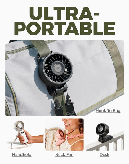 Diveblues Portable Turbo Fan, 100 Speed Handheld Fan with Strong Airflow, Foldable 4 in 1 Personal Fan for Neck, Desk & Travel, USB-C Rechargeable, Lightweight for Summer, Concerts & Outdoor Use