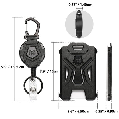 MNGARISTA Retractable Badge Holder,Heavy Duty Carabiner Clip Keychain Badge Reel,Tactical ID Card Key Holder with 31.5" Retractable, Black