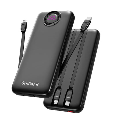 Power Bank,10000mAh 22.5W Max Portable Charger Built in Cables，4 Outputs 2 Inputs External Phone Powerbank,5V/3A Fast Charging Travel Charger for iPhone Android iPad,(Pearl Black)