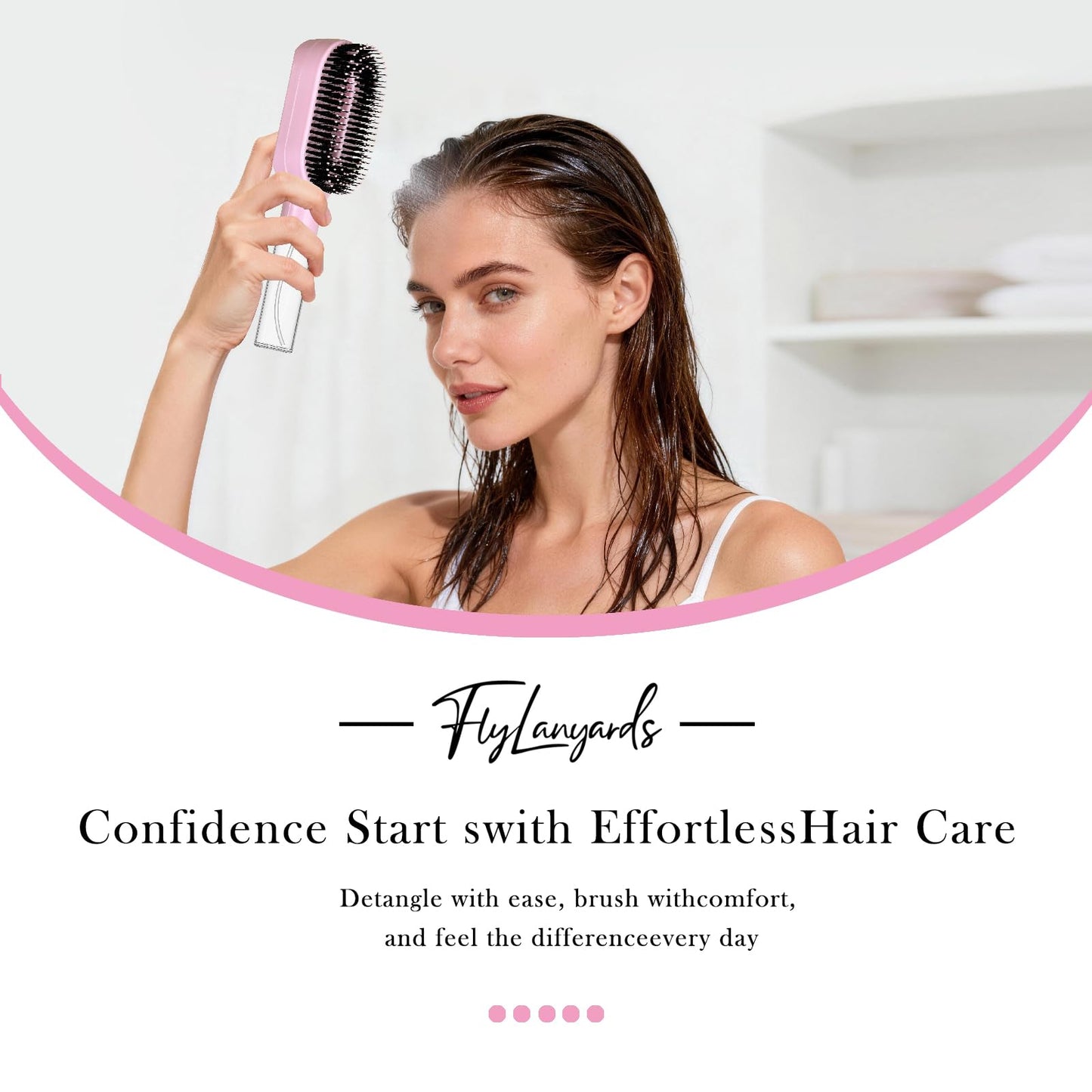 2-in-1 Manual Non-Electric Detangler Hair Brush with Built-In Mister Spray, Wet & Dry Detangling Brush for Curly, Wavy & Straight Hair, No-Tangle Anti-Frizz Brush，Reservoir 50ml.(Pink)