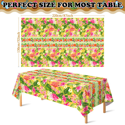 OHOME 2 Pack Luau Party Decorations - Plastic Tablecloth for Hawaiian Theme Party Decorations | Tropical Summer Beach Pool Birthday Backdrop Favors Supplies