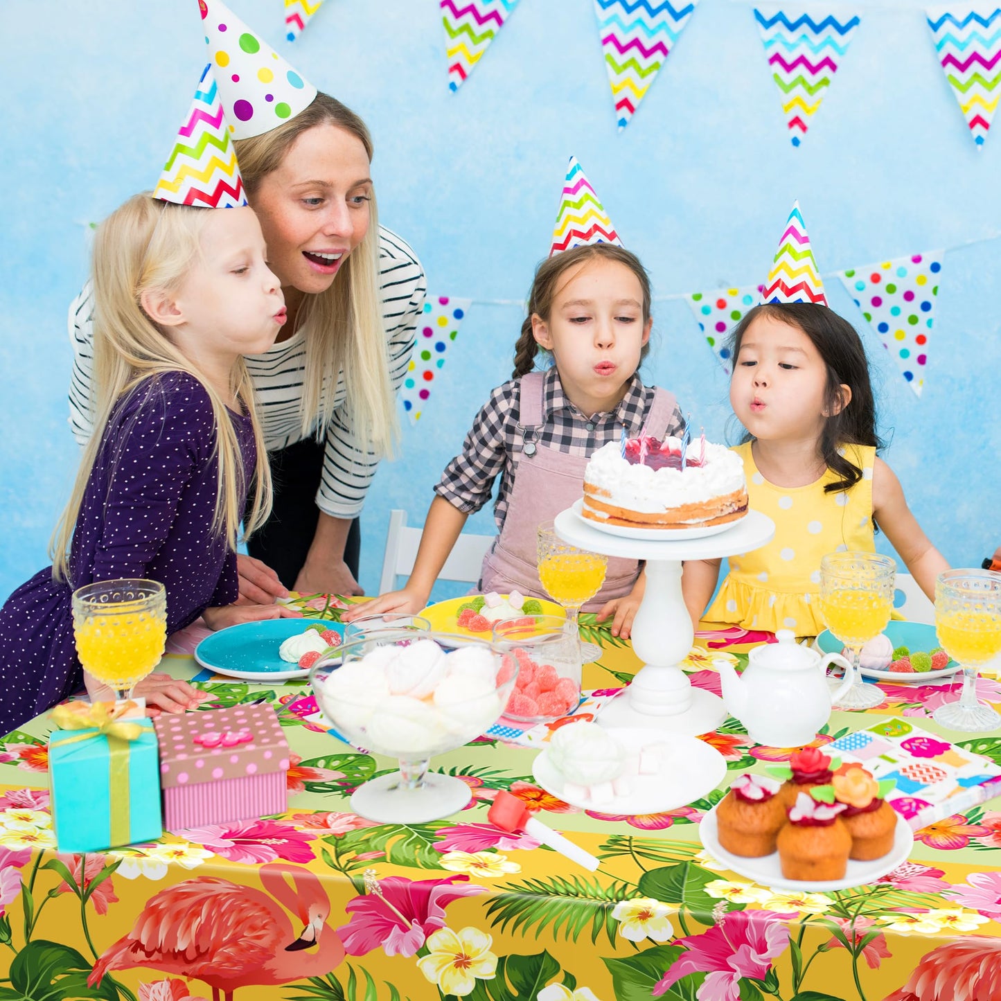 OHOME 2 Pack Luau Party Decorations - Plastic Tablecloth for Hawaiian Theme Party Decorations | Tropical Summer Beach Pool Birthday Backdrop Favors Supplies