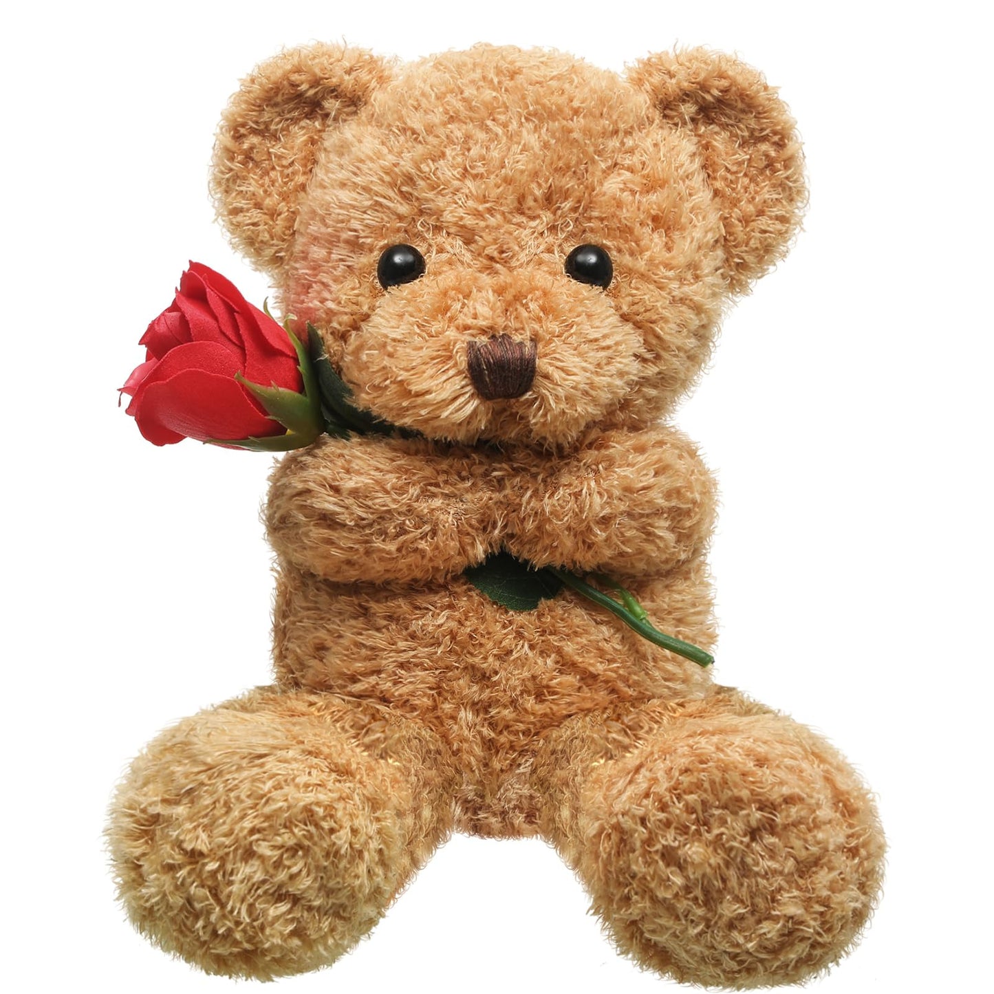 Civaner Bear Stuffed Animal Gift with Rose Funny Cute Bear Stuffed Animal Plush Gift for Mother Day Mom Birthday Wedding Christmas, 11.8 Inches(Beige)